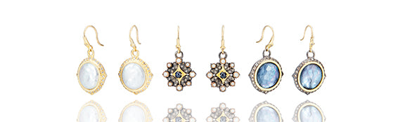 Armenta Diamond, Sapphire, Quartz & Sugilite Doublet Earrings & Pendant Set  - 18K Yellow Gold Drop, Earrings - ARN22352