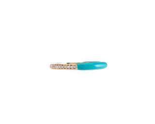 HALF-BAND IN TURQUOISE ENAMEL STACK BAND RING