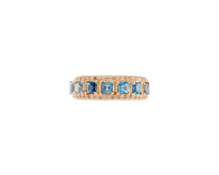 LONDON TOPAZ BLUE AND LIGHT PINK ENAMEL RING