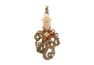 OCTOPUS MOODY ENAMEL WHIT CHAMPAGNE DIAMONDS ENHANCER