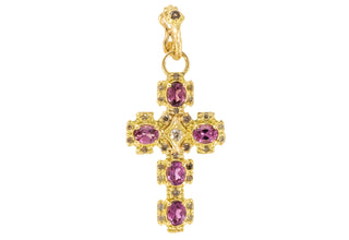 30MM GOLD CROSS WITH PURPLE GARNET