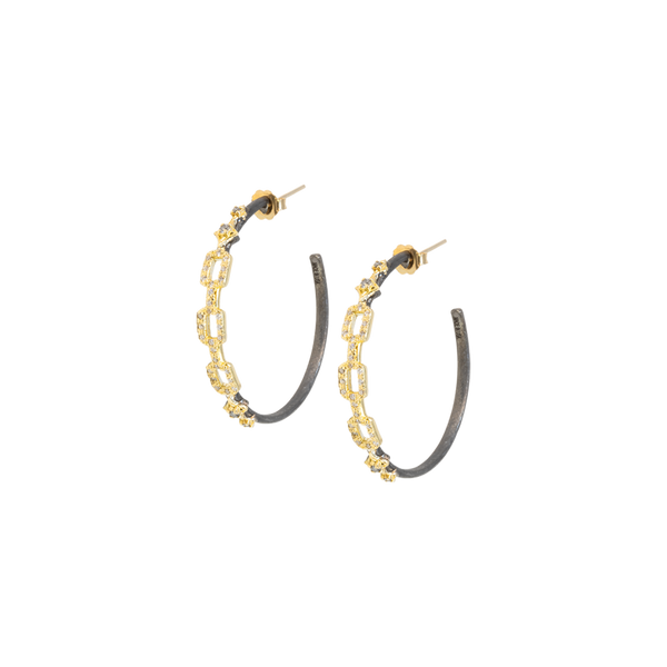 35 MM GOLD PAPERCLIP AND STERLING SILVER HOOP EARRINGS – Armenta