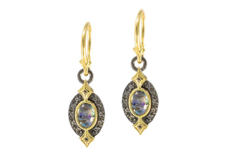 BLUE MOTHER OF PEARL ON CRIVELLI DROP EARRINGS