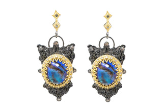 BLUE MOTHER OF PEARL DROP EARRINGS