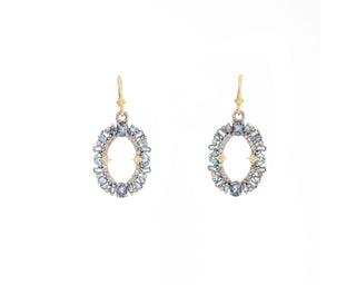 CHAMPAGNE DIAMONDS, MOSS AQUAMARINE  AND SPINEL  DROP EARRINGS