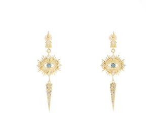 WHITE DIAMONDS AND SPINEL LONG DROP EARRING