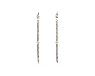 GREY DIAMONDS SCROLL LONG DROP EARRING