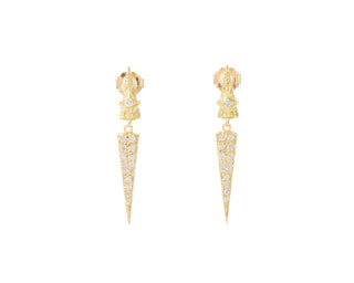 WHITE DIAMONDS SCROLL LONG DROP EARRING