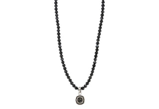 22" DECAGON COIN BLACK GREY RUTILATED QUARTZ BEADS NECKLACE