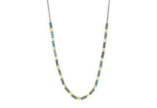 18" ARTIFACT TEAL PATINA WITH GOLD COMPONENTS NECKLACE