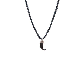 30" HORN ENHANCER WITH BLACK GREY RUTILATED QUARTZ NECKLACE