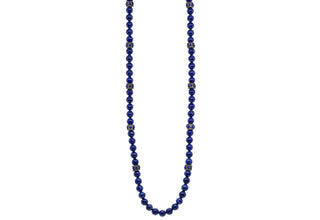 26" WITH SAPPHIRE COMPONETS LAPIS BEADS NECKLACE