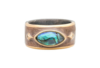 BLUE MOTHER OF PEARL MOODY MAUVE ENAMEL RING