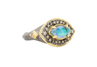 BLUE MOTHER OF PEARL SIGNET RING