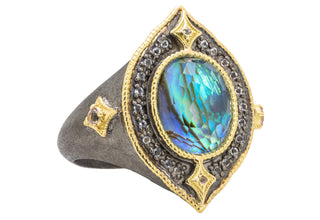 BLUE MOTHER OF PEARL SIGNET RING