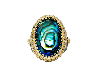 BLUE MOTHER OF PEARL STATEMENT RING