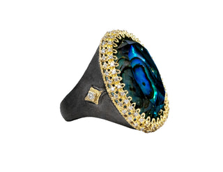 BLUE MOTHER OF PEARL STATEMENT RING