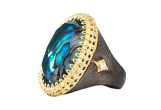 BLUE MOTHER OF PEARL STATEMENT RING