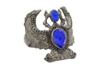 CURVED WINGED SCARAB RING