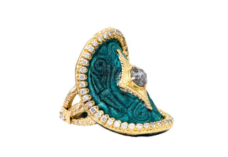 CRIVELLI WITH GREY DIAMOND AND PATINA STATEMENT RING