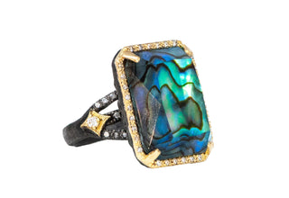 BLUE MOTHER OF PEARL STATEMENT RING