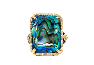 BLUE MOTHER OF PEARL STATEMENT RING