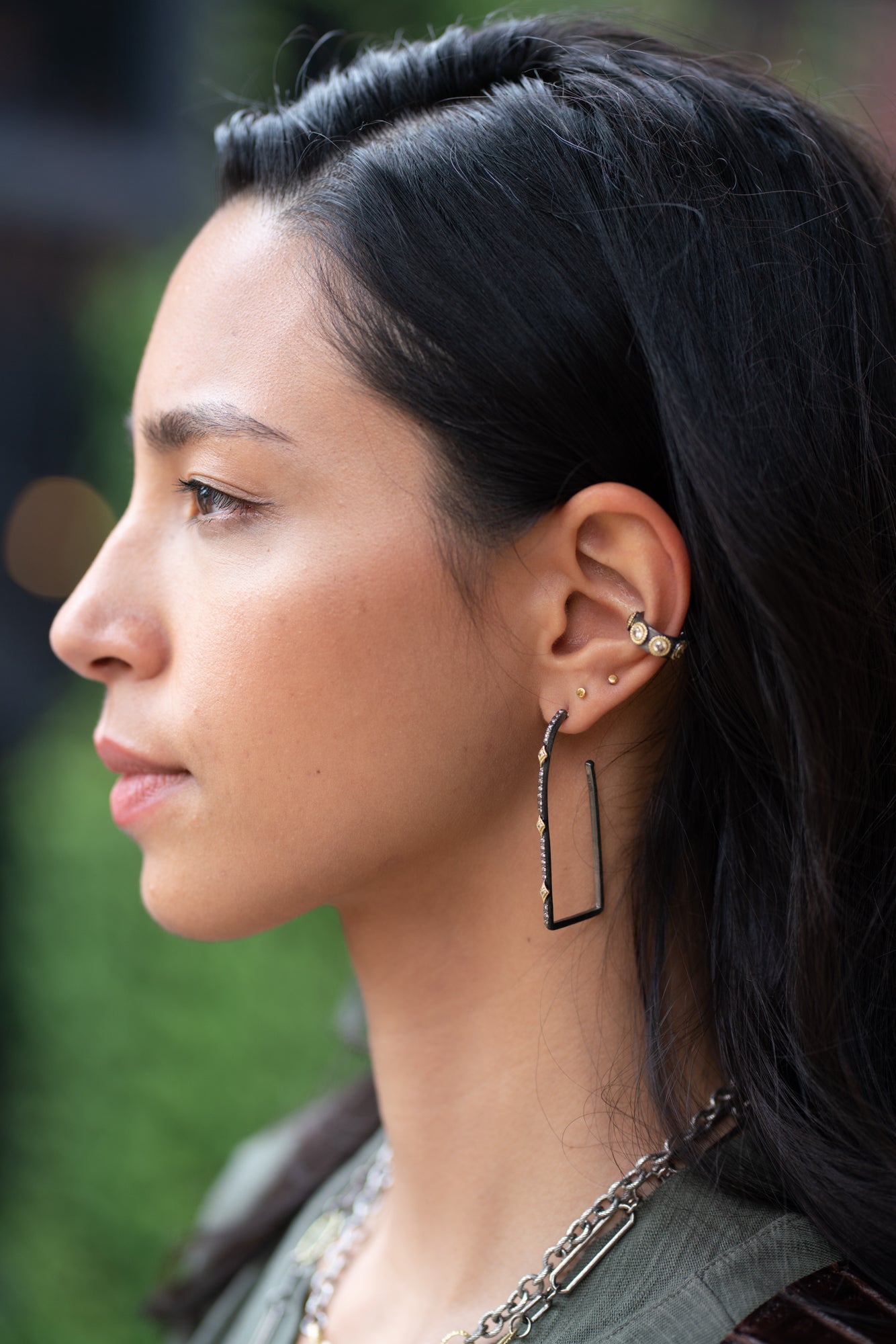 Side hoop earrings shop